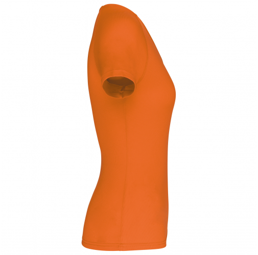 fluorescent orange Camiseta de deporte cuello de pico mujer