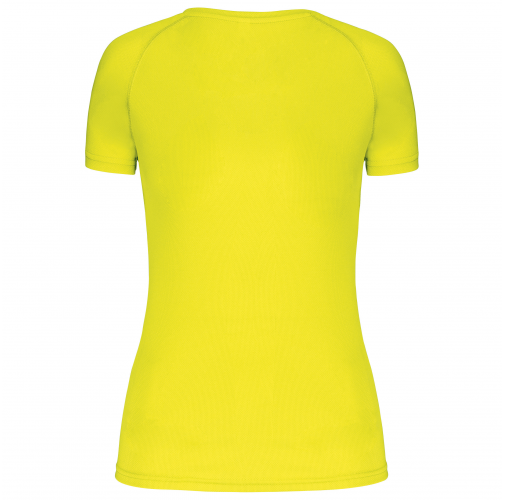 fluorescent yellow Camiseta de deporte cuello de pico mujer