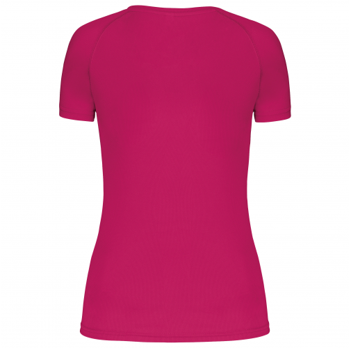 fuchsia Camiseta de deporte cuello de pico mujer