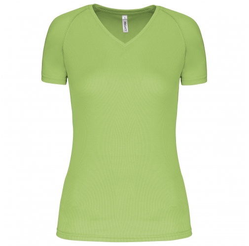lime Camiseta de deporte cuello de pico mujer