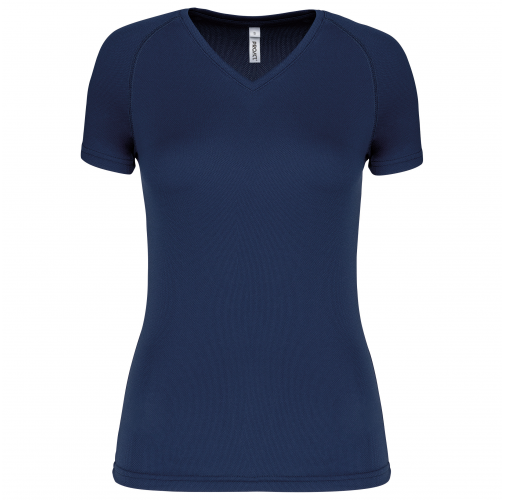 sporty navy Camiseta de deporte cuello de pico mujer