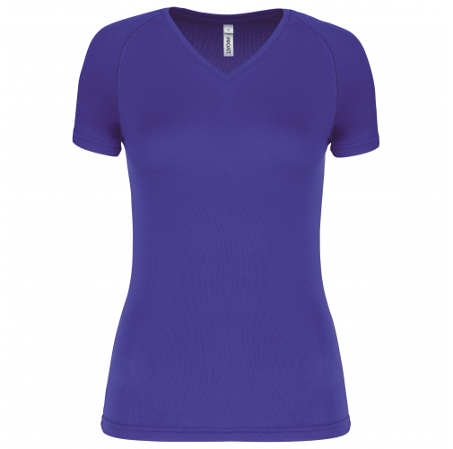 violet Camiseta de deporte cuello de pico mujer