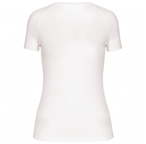 white Camiseta de deporte cuello de pico mujer