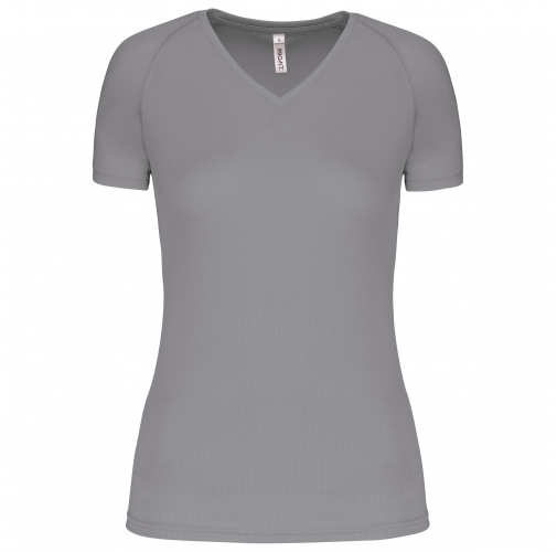 fine grey Camiseta de deporte cuello de pico mujer