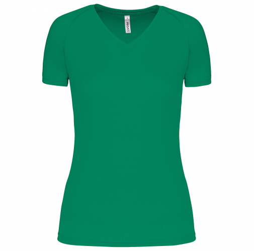 kelly green Camiseta de deporte cuello de pico mujer
