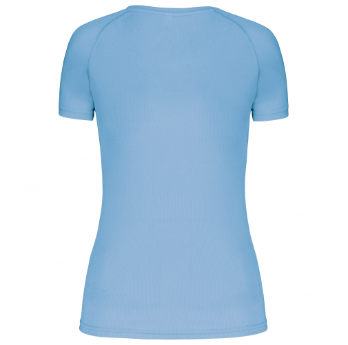sky blue Camiseta de deporte cuello de pico mujer