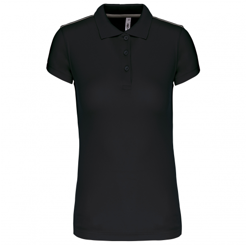 black Polo interlock de manga corta mujer