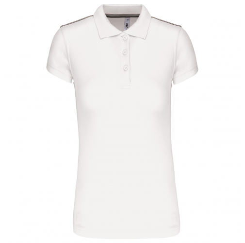 white Polo interlock de manga corta mujer