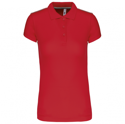 sporty red Polo interlock de manga corta mujer