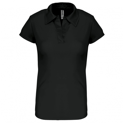 black Polo deportivo manga corta mujer