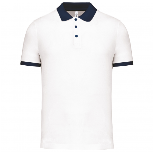 white / sporty navy Polo piqué performance hombre