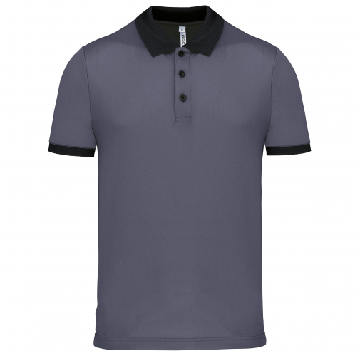 sporty grey / black Polo piqué performance hombre
