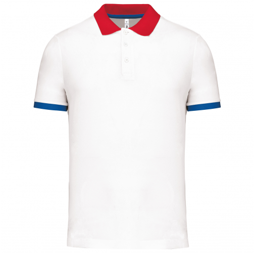 white / red / sporty royal blue Polo piqué performance hombre