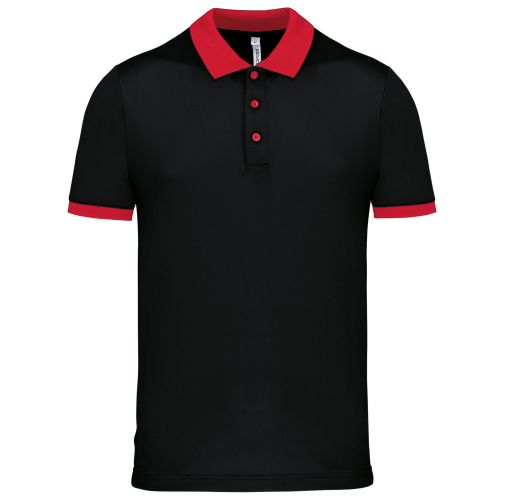 black / red Polo piqué performance hombre