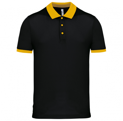 black / yellow Polo piqué performance hombre