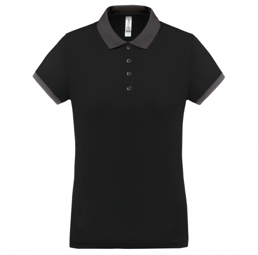 black / sporty grey Polo piqué performance mujer