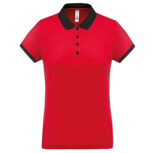 red / black Polo piqué performance mujer