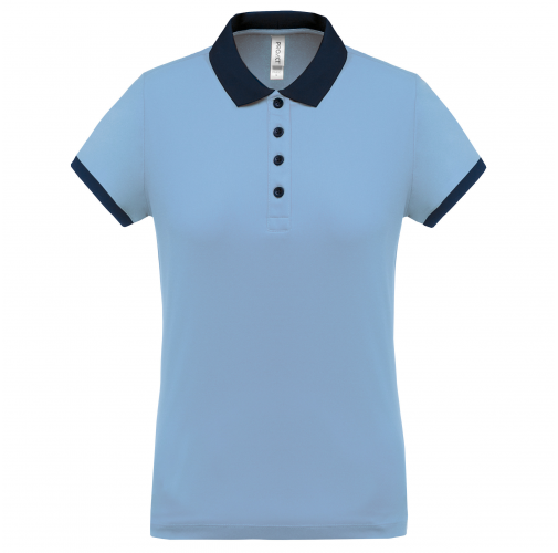 sky blue / sporty navy Polo piqué performance mujer