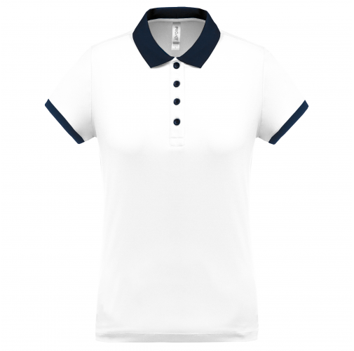 white / sporty navy Polo piqué performance mujer