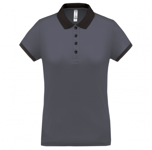 sporty grey / black Polo piqué performance mujer