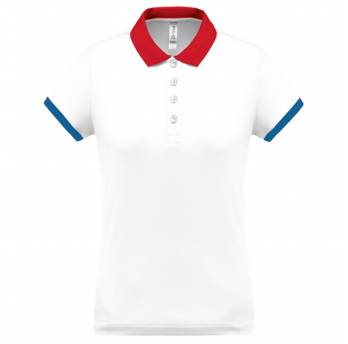 white / red / sporty royal blue Polo piqué performance mujer