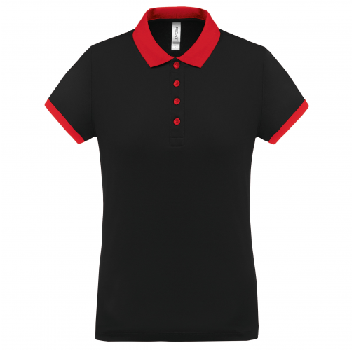 black / red Polo piqué performance mujer