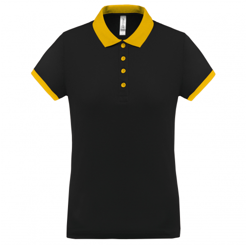 black / yellow Polo piqué performance mujer