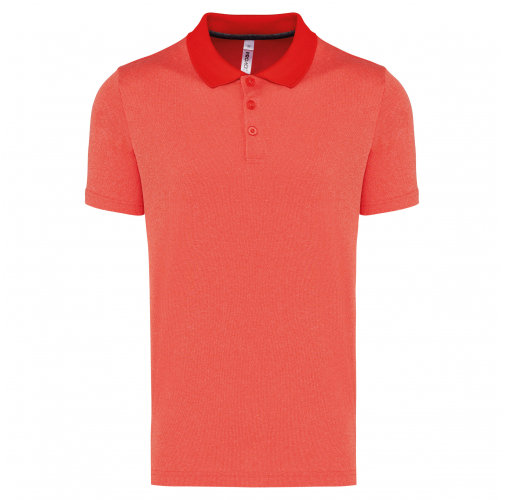 coral heather Polo jaspeado de manga corta adulto