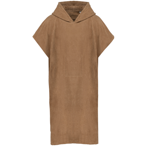 camel Poncho de rizo con capucha - Unisex