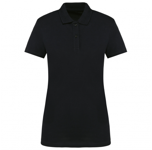 black Polo Supima® manga corta mujer