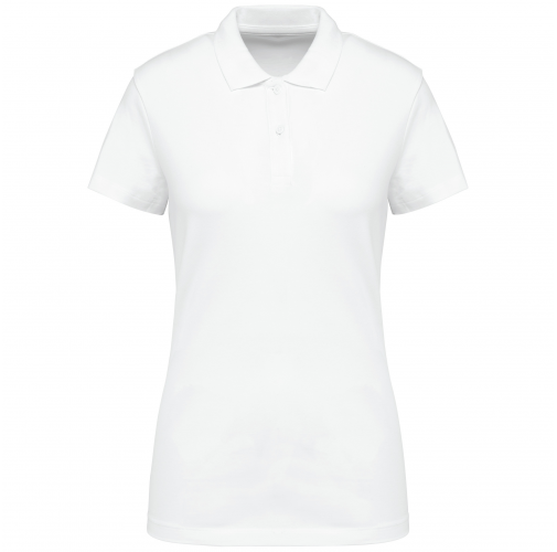 white Polo Supima® manga corta mujer