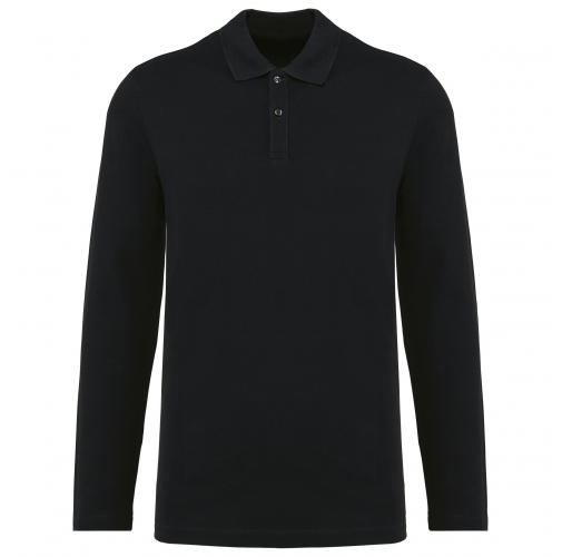 black Polo Supima® manga larga hombre