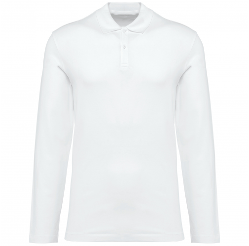 white Polo Supima® manga larga hombre