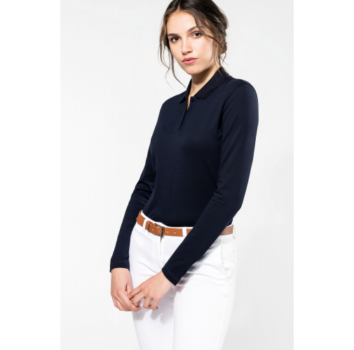 Polo Supima® manga larga mujer