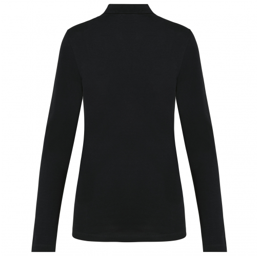 black Polo Supima® manga larga mujer