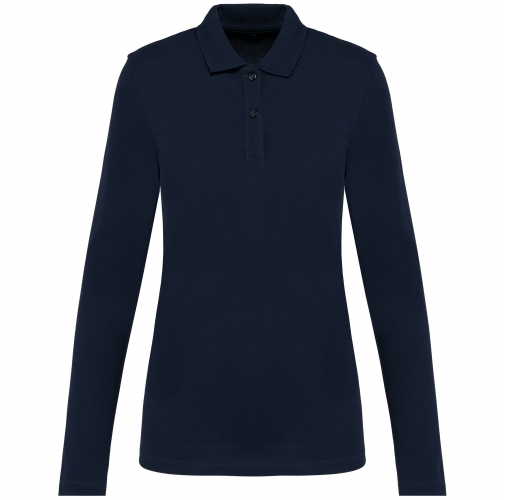 deep navy Polo Supima® manga larga mujer