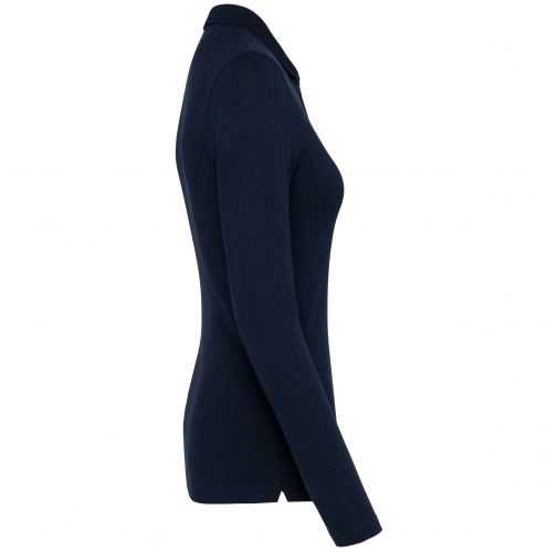 deep navy Polo Supima® manga larga mujer
