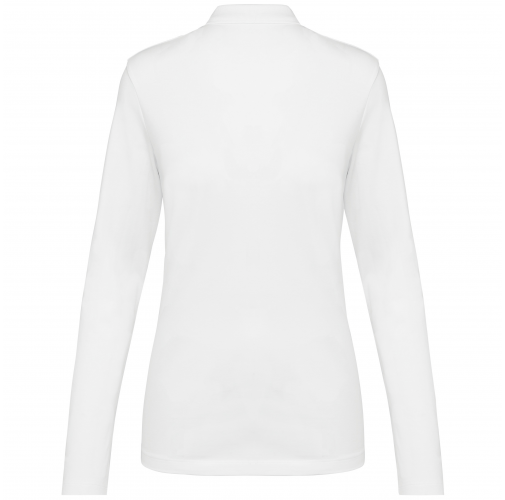 white Polo Supima® manga larga mujer