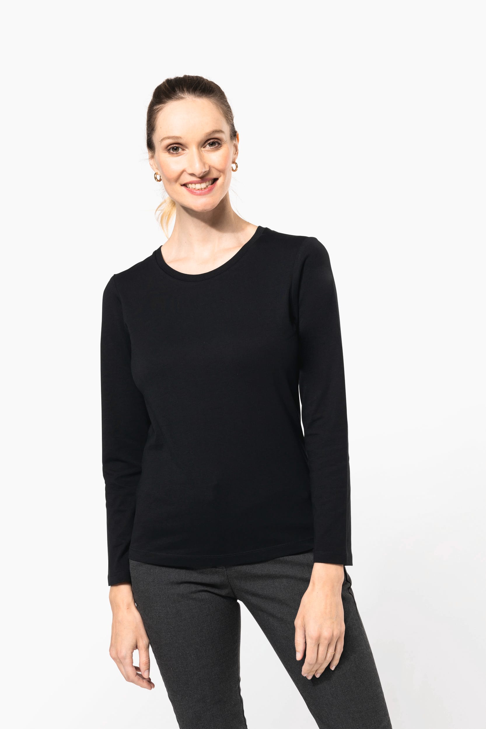 Camiseta Supima® cuello redondo manga larga mujer