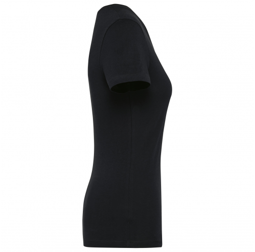 black Camiseta Supima® cuello de pico manga corta mujer