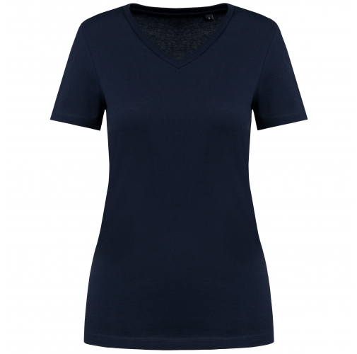 deep navy Camiseta Supima® cuello de pico manga corta mujer
