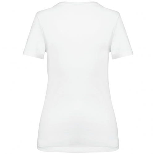white Camiseta Supima® cuello de pico manga corta mujer
