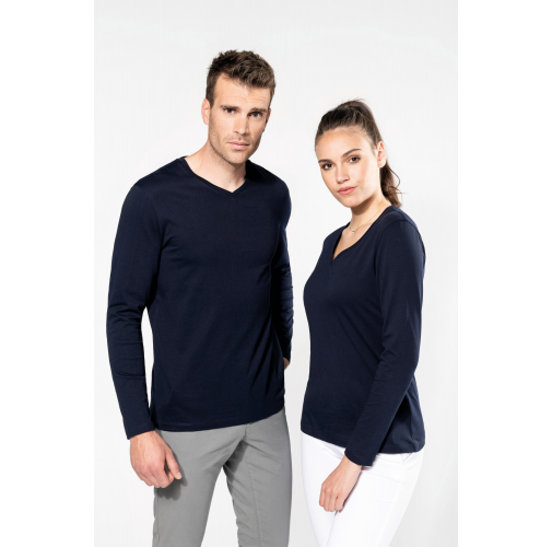 Camiseta Supima® cuello de pico manga larga hombre
