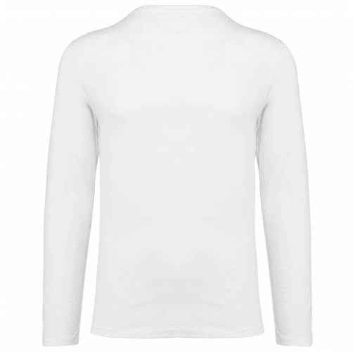 white Camiseta Supima® cuello de pico manga larga hombre