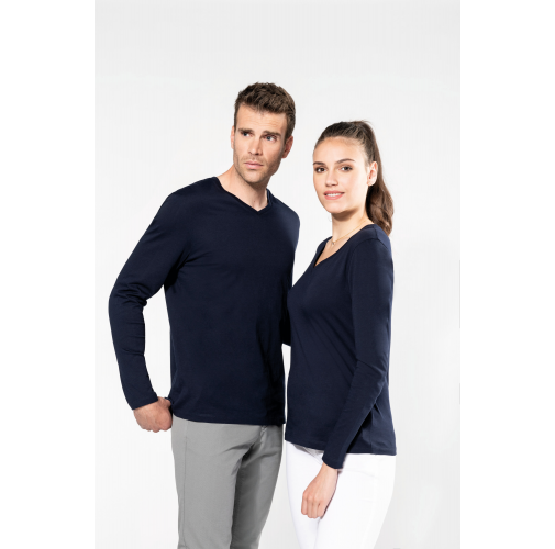 Camiseta Supima® cuello de pico manga larga hombre
