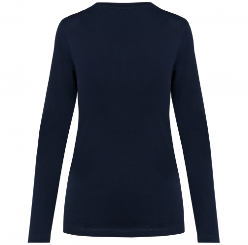 deep navy Camiseta Supima® cuello de pico manga larga mujer