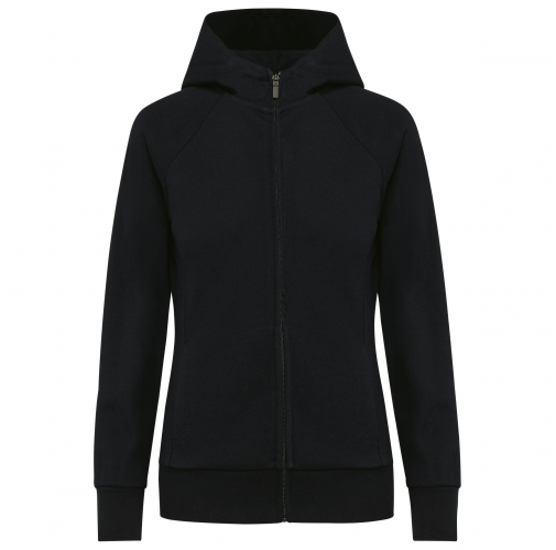 black Chaqueta con cremallera y capucha mujer