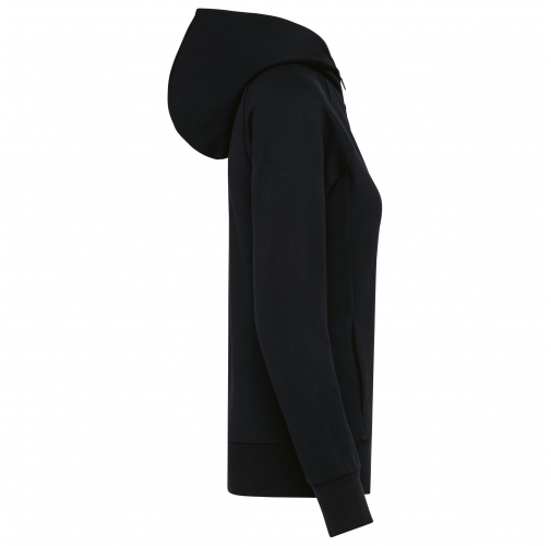 black Chaqueta con cremallera y capucha mujer