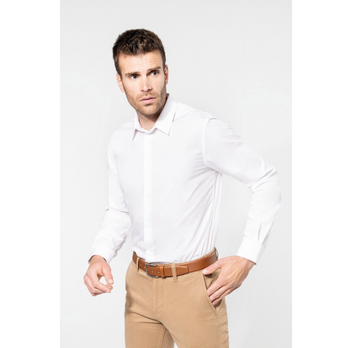Camisa popelina manga larga hombre