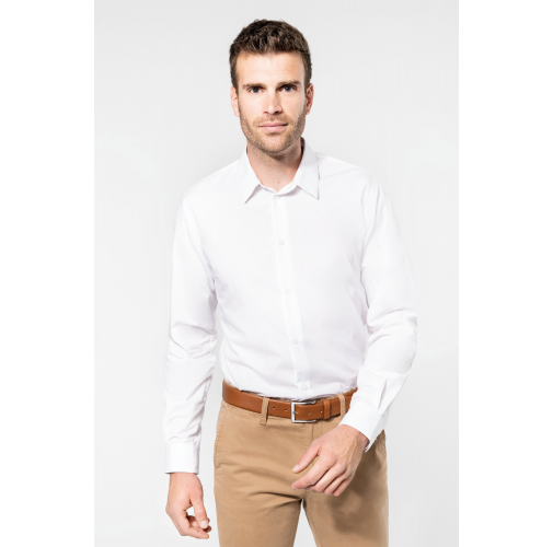 Camisa popelina manga larga hombre